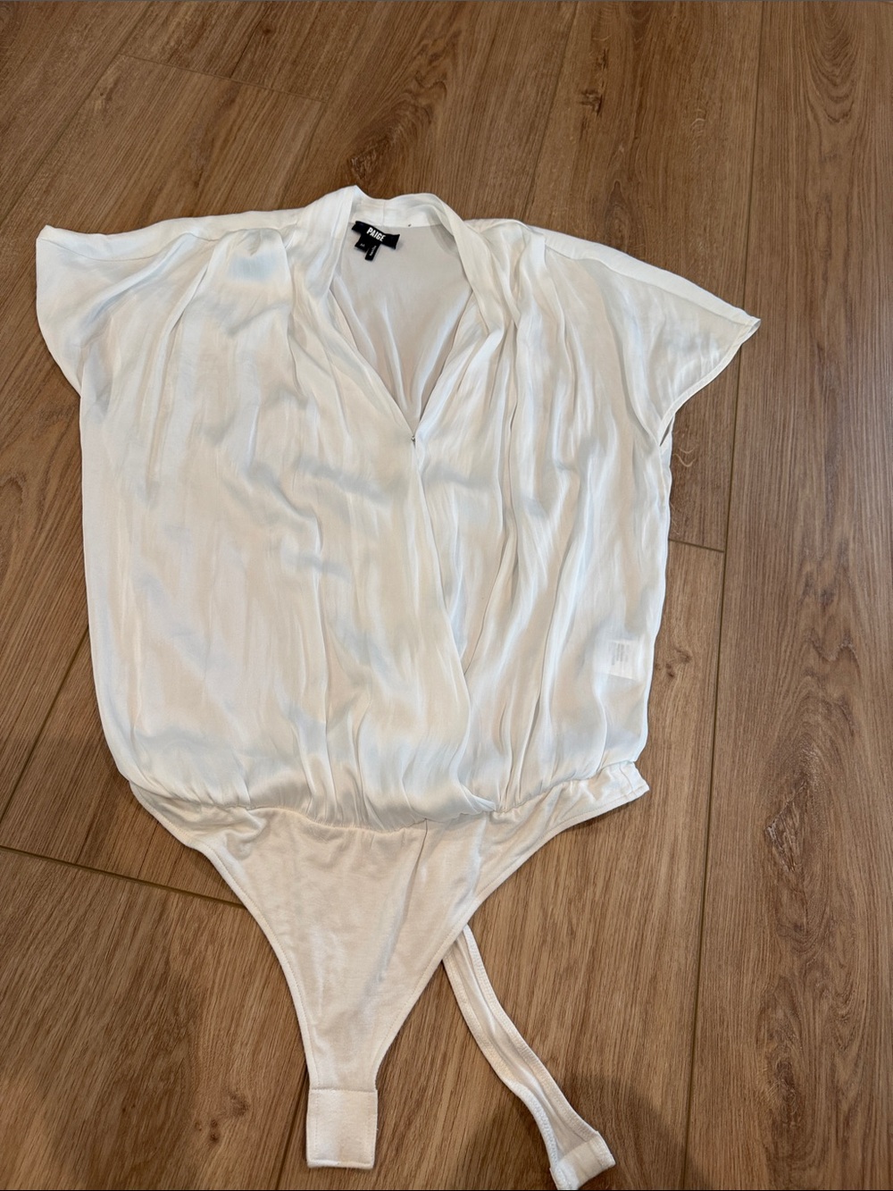 PAIGE Ivory Draped V-Neck Bodysuit